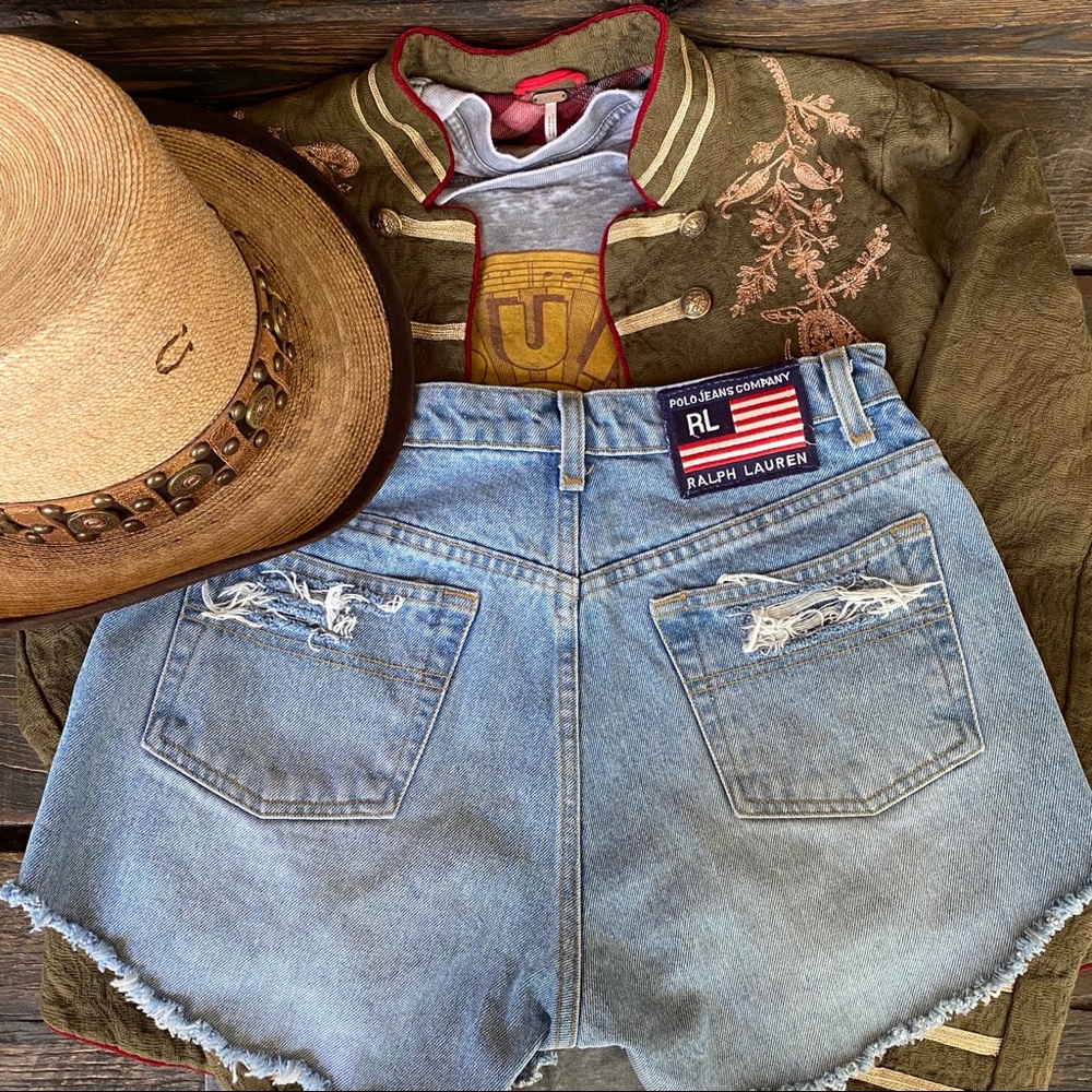 VINTAGE RALPH LAUREN DENIM CUTOFFS LIGHT WASH SZ 6